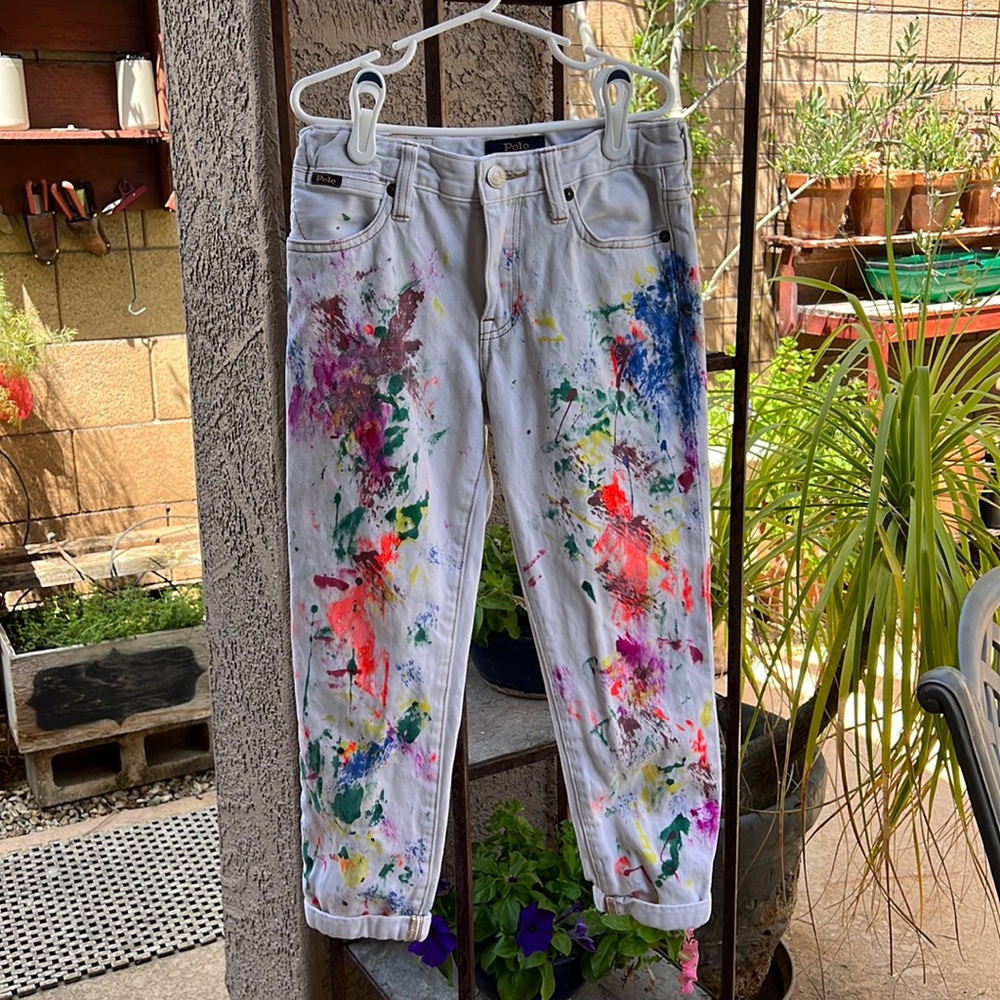 Girls Polo splatter paint jeans Size 8